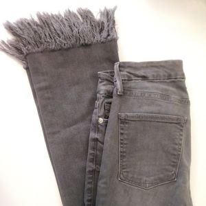 Good American high rise fringe jeans